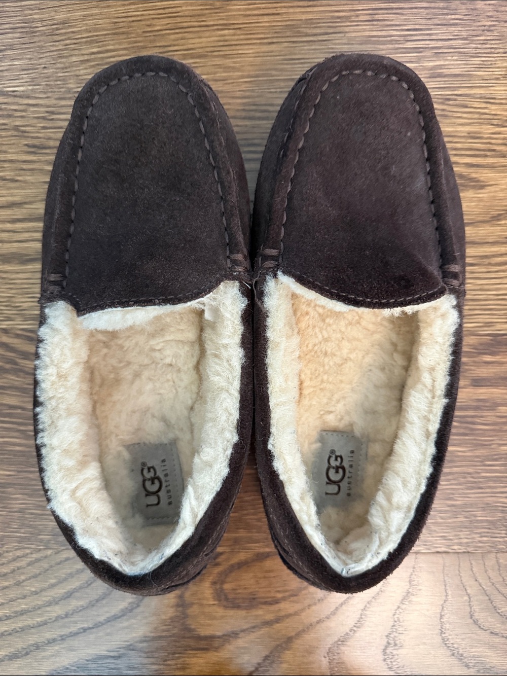 UGG Kids Brown Suede Shearling-Lined Slippers